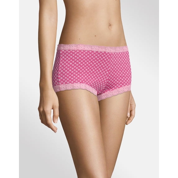 Maidenform Boyshort One Fab Fit Microfiber Womens Underwear With Lace Stretch Full Coverage sz 5-9 40760