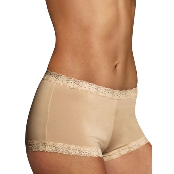 Maidenform Boyshort One Fab Fit Microfiber Womens Underwear With Lace Stretch Full Coverage sz 5-9 40760