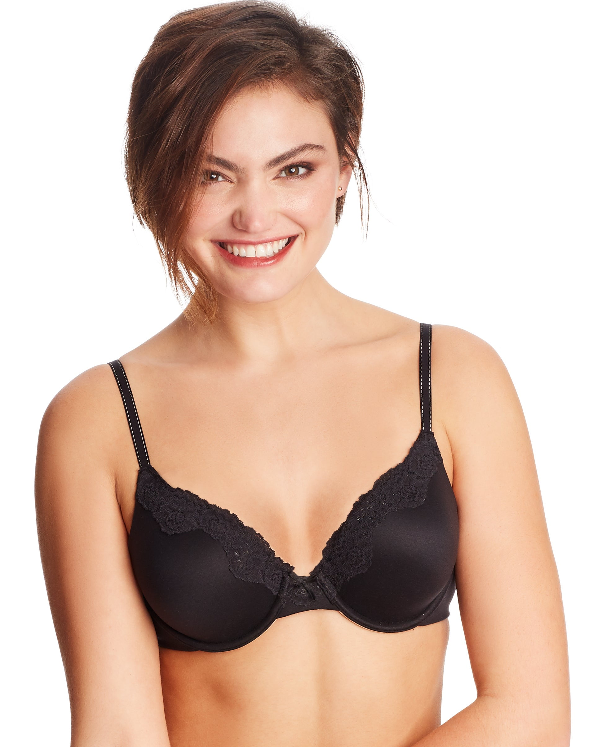 Maidenform Lightly Lined Convertible Lace Bralette Black 36D Women's 