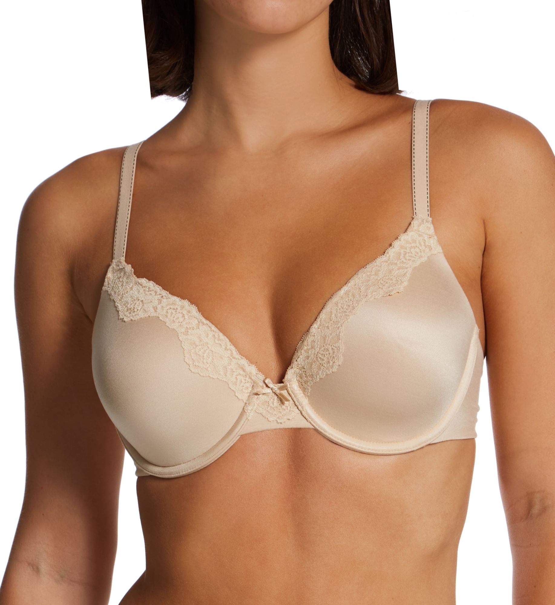Women's Maidenform 09404 Comfort Devotion Embellished Extra Coverage Bra (Latte Lift w/ Black 36C)