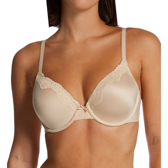 Women's Maidenform 09404 Comfort Devotion Embellished Extra Coverage Bra (Latte Lift w/ Black 36C)