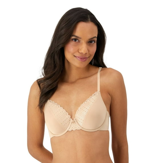 Maidenform Comfort Devotion Full Coverage Lace Trim Bra 9404 Color: Almond Geo Size: 36 DD
