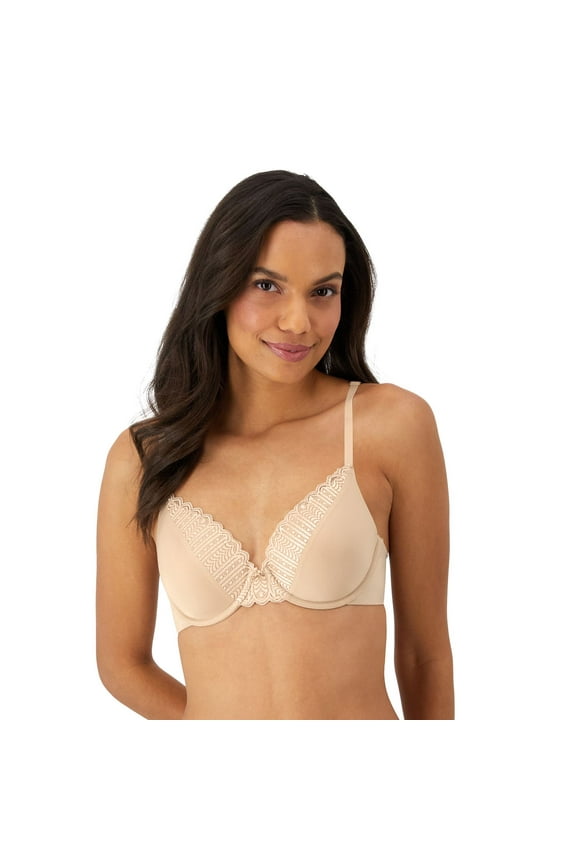 Maidenform Comfort Devotion Full Coverage Lace Trim Bra 9404 Color: Almond Geo Size: 36 DD
