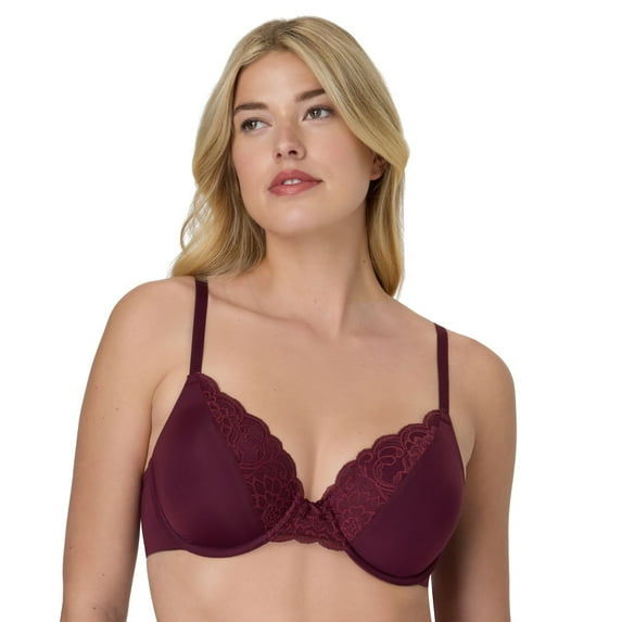 Maidenform Comfort Devotion Full Coverage Lace Trim Bra 9404 Color: Nightfire Red Size: 38 C