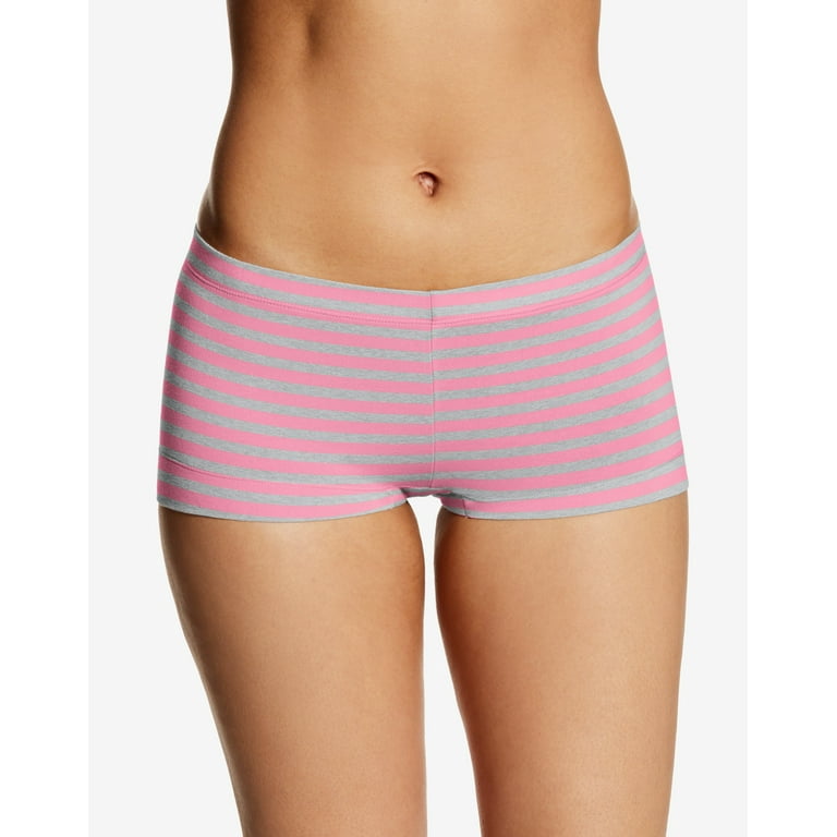 Maidenform Cotton Boyshort Underwear Pink Ribbon Stripe L/7 - Walmart.com