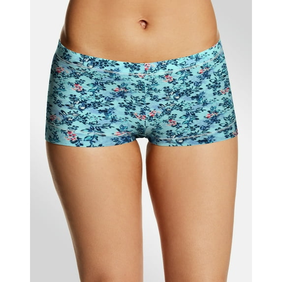 Maidenform Cotton Boyshort Underwear Sky Floral Print/Barely Blue S/5