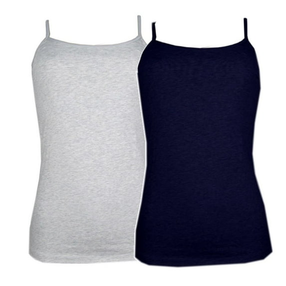 Maidenform 2- Pack Cotton Stretch Camisole (Large, Navy/Grey)