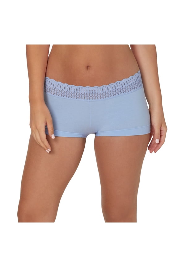 ® Dream® Cotton Lace-Trim Boyshort Underwear 40859 Color: Sky Blue Size: 6
