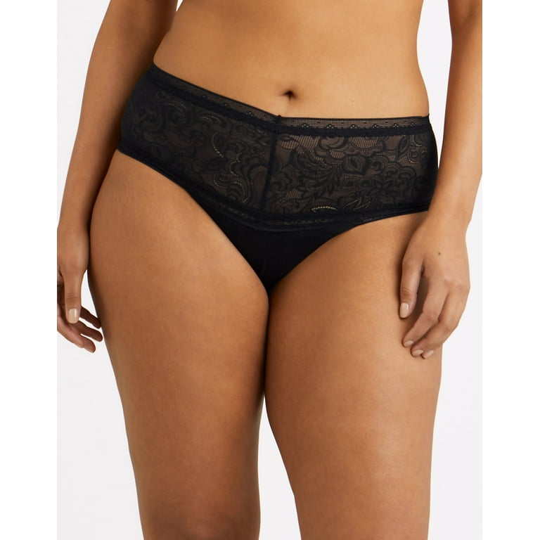 Maidenform Everyday Smooth High-Waist Lace Thong Black 7 Women's 
