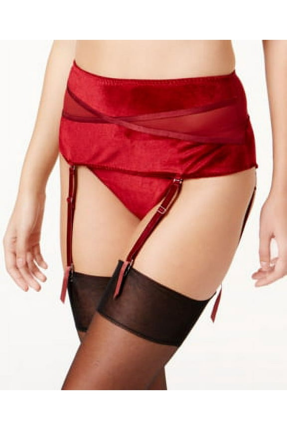 Extra Sexy Velvet Garter Belt Red Medium