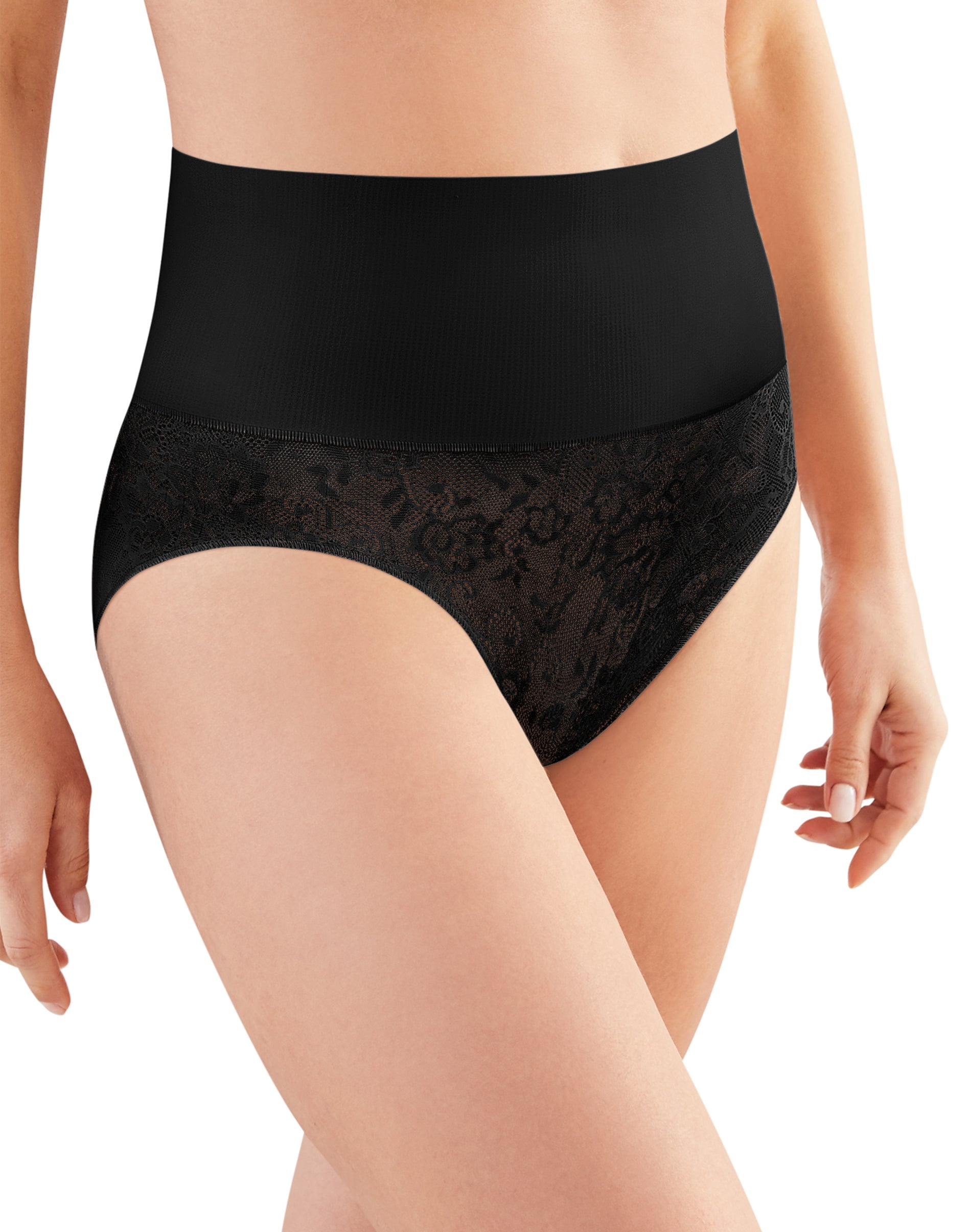 Maidenform Firm-Control Shaping Brief Black Lace XL Women's 