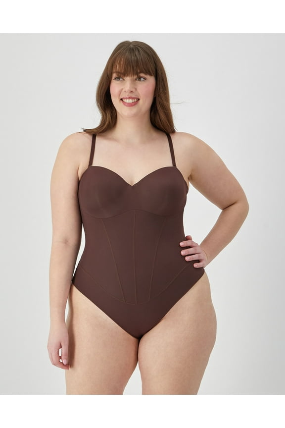 Women's Maidenform® Firm Control Tummy Shaping Sweetheart Shapewear Thong Bodysuit DMS131 Color: Just Brown Size: LARGE