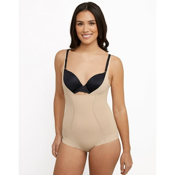 Maidenform Firm Foundations Open Bust Body Shaper with Cool Comfort® Fabric & Anti-Static Latte Lift L Women's