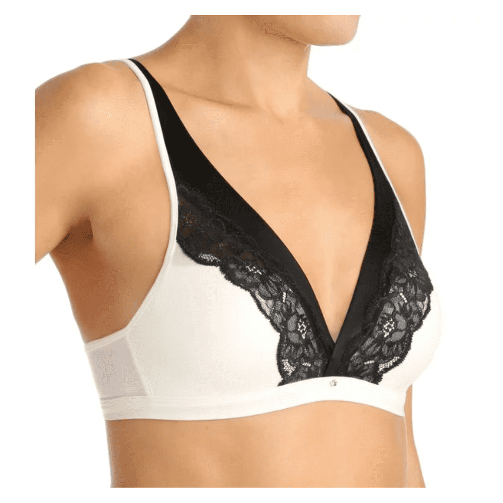 Maidenform Fit to Flirt Plunge Wirefree Satin Bralette, Pink/Ivory, Size M