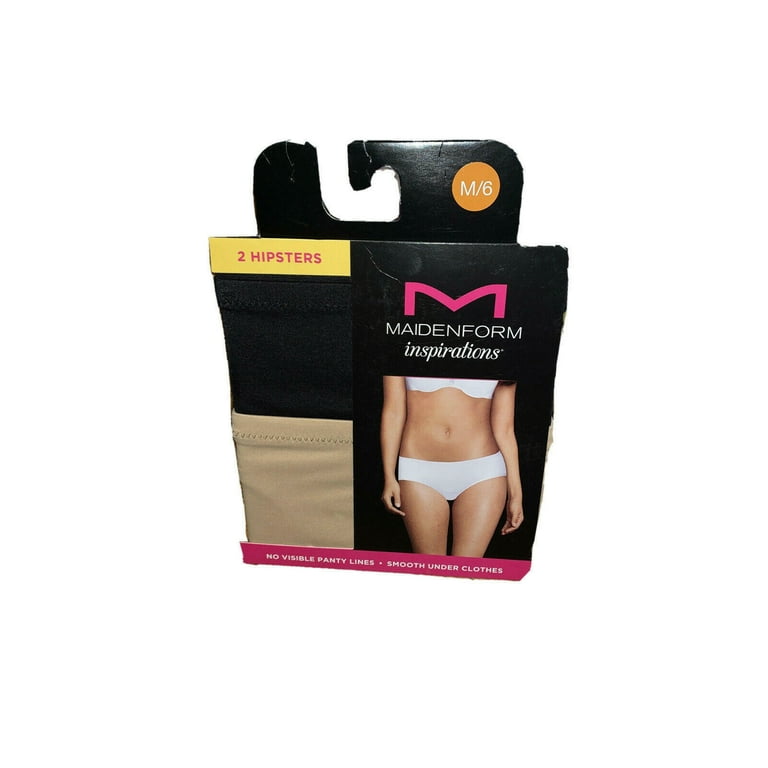 Maidenform Inspirations 2 Pack Thong/Hipsters Black Tan OS,M,L