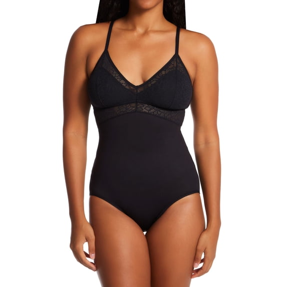 Women's Maidenform DMS097 Lace Tame Your Tummy Bodysuit (Black Lace XL)