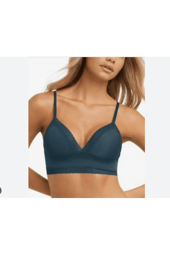 Lace Trim Triangle Rib Bralette, Teal, XXL