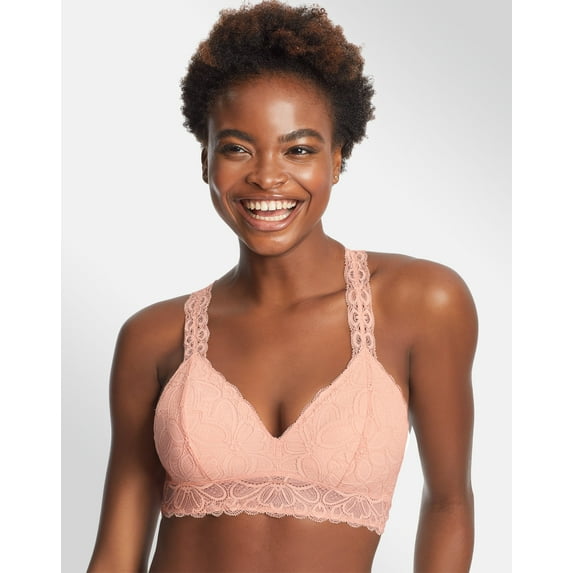 Maidenform Lace Wireless Bralette Spiced Almond Pink S Women's