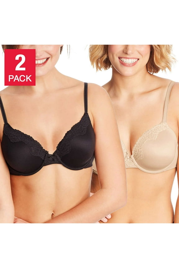 Ladies' Comfort Devotion Bra 2-pack, Black/Nude 34B