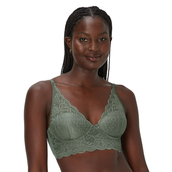 Maidenform® Lightly Lined Convertible Lace Bralette DM1188 Color: Pewter Green Size: 34 C