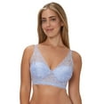 thumbnail image 1 of Maidenform Wireless Bralette, Pure Comfort Lace Longline, Convertible Bra for Women, High As The Sky Blue/White, 1 of 4