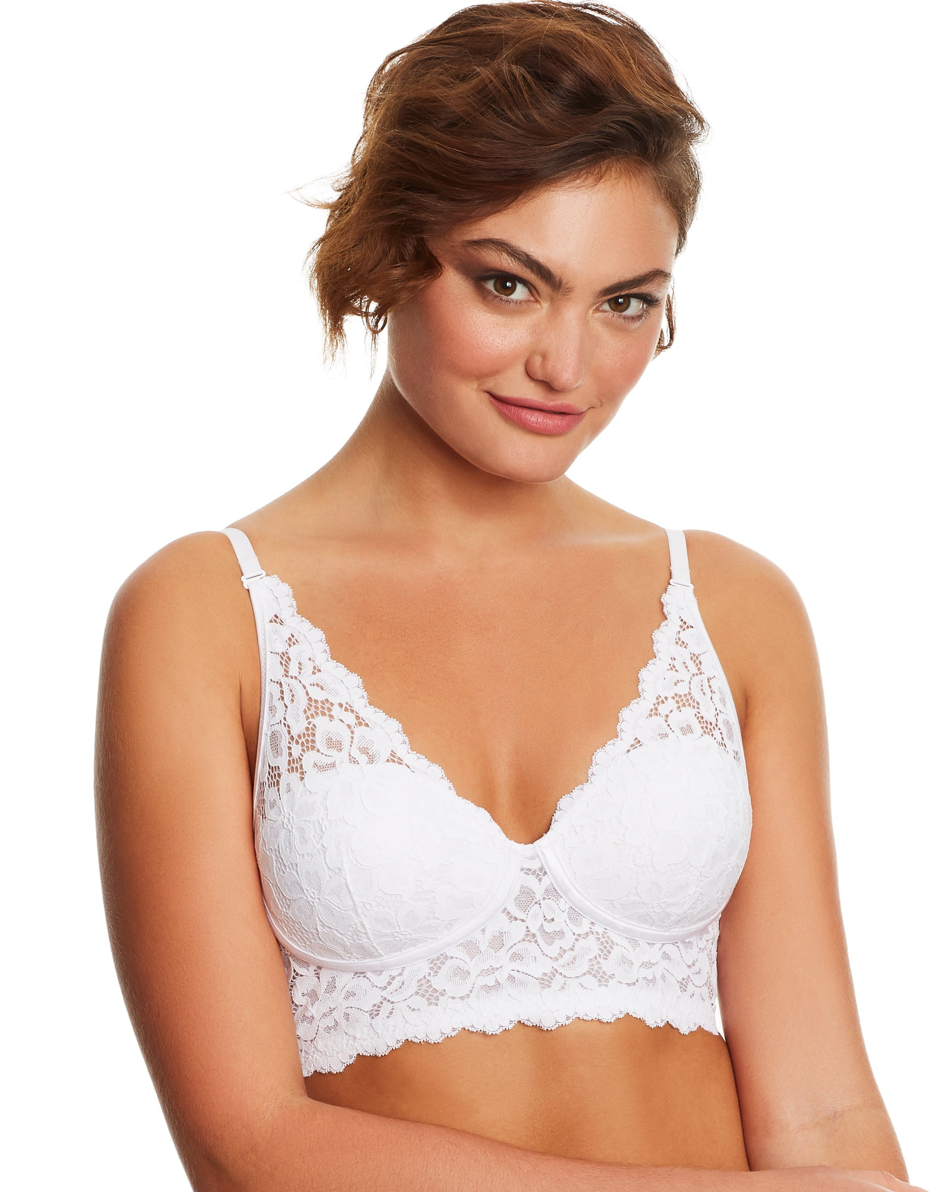 Maidenform Lightly Lined Convertible Lace Bralette White 36C