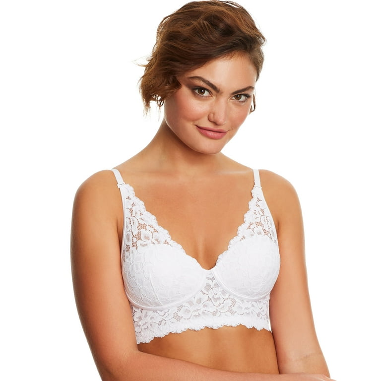 Maidenform Lightly Lined Convertible Lace Bralette White 36C Women's