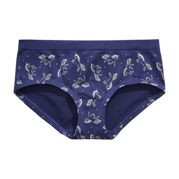 Maidenform Little Big Girls Unicorn Print Seamless Hipster Underwear Navy MED