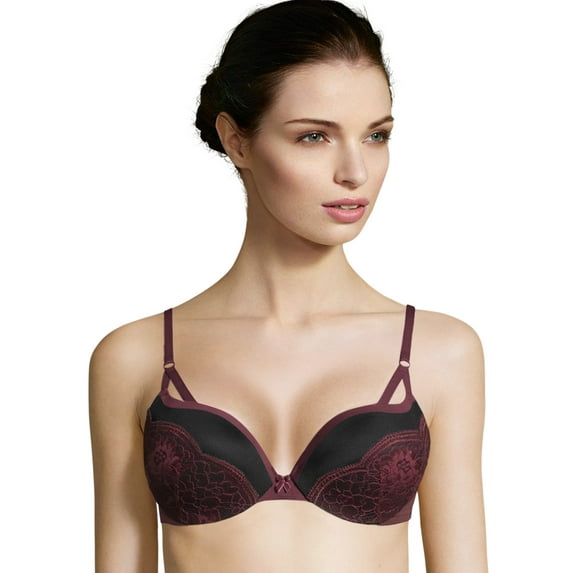 Maidenform Love the Lift Push Up & In Demi Bra Embark w/Black 38D Women's
