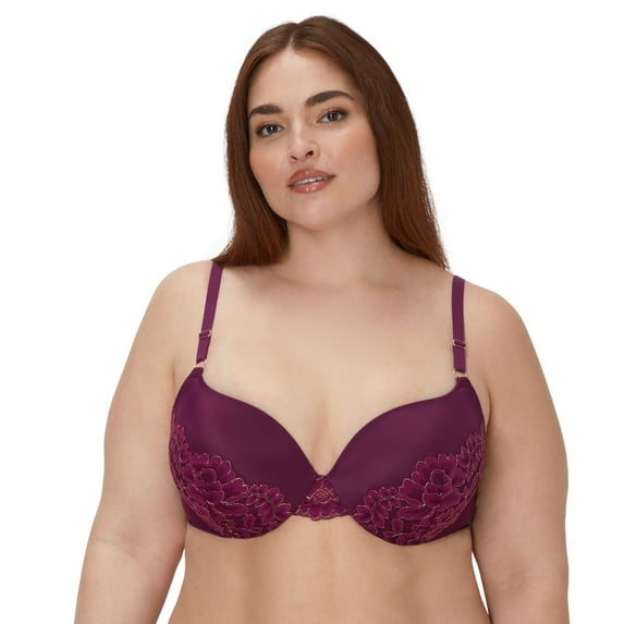 Maidenform Underwire, Love The Lift Smoothing Lace Demi, Push-Up Bra for Women, Autumn Orchid W/Rose Gold