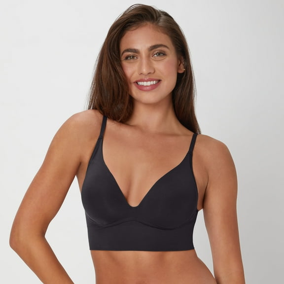 Maidenform M Seamless Push-Up Bra, Convertible Longline Bralette (Plus Size Available) Black S Women's