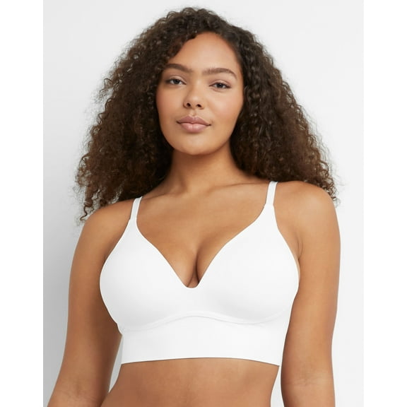 Maidenform M Seamless Push-Up Bra, Convertible Longline Bralette (Plus Size Available) White XL Women's