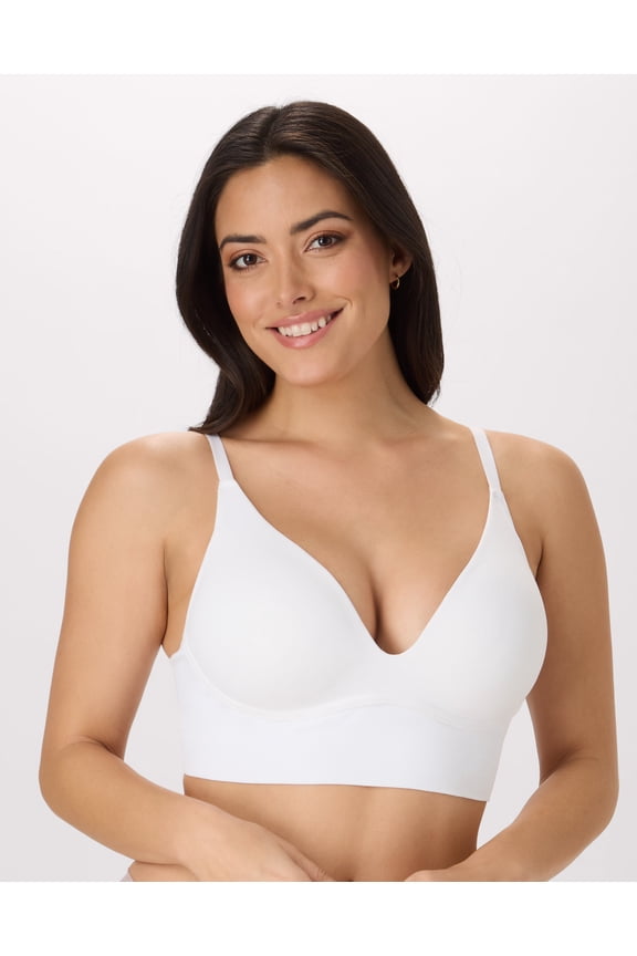 M Plunge Push-Up Bra, Seamless Convertible Longline Bralette (Plus Size Available) White XL Women's