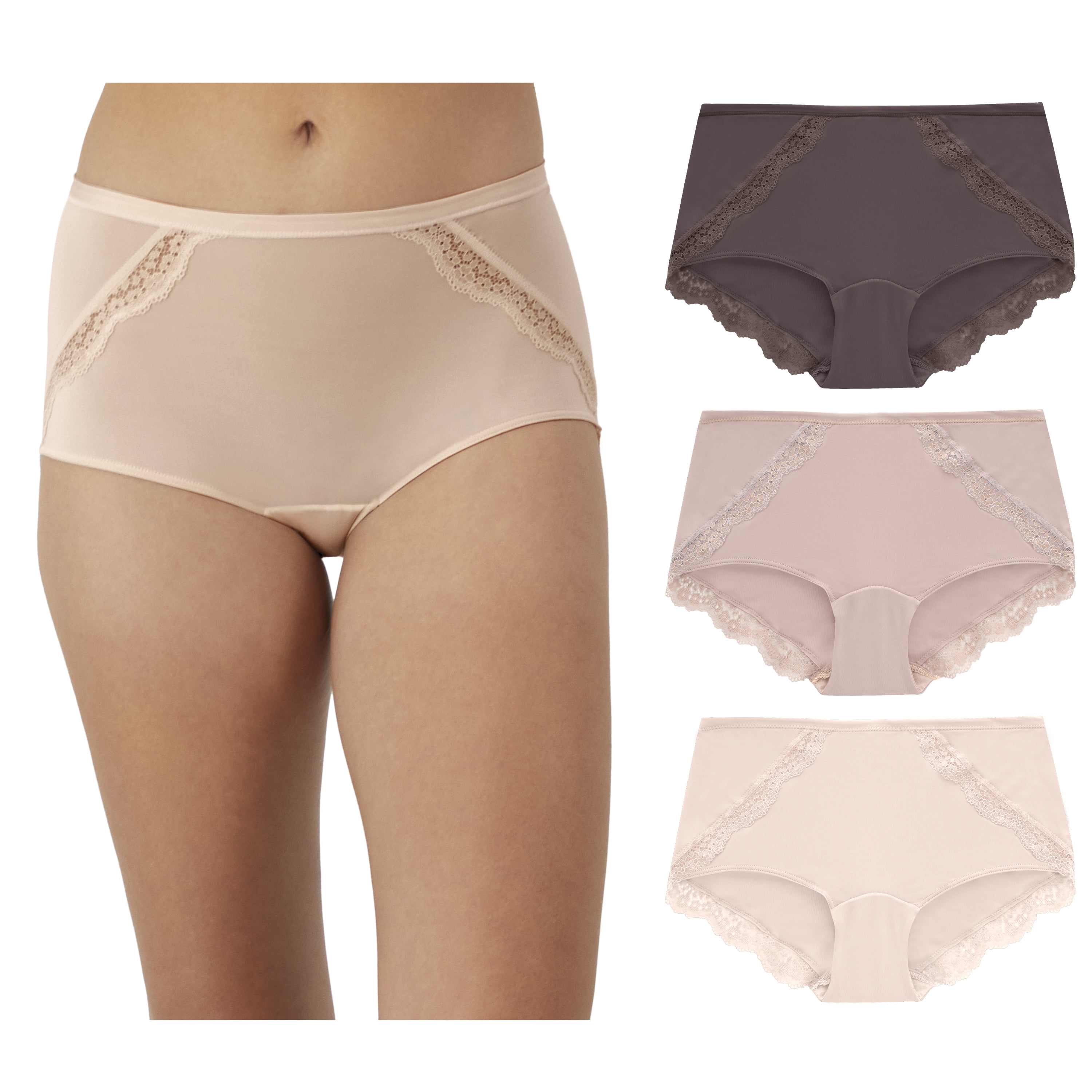 Maidenform M Stretch Microfiber Lace Trim Boyshort, 3 Pack
