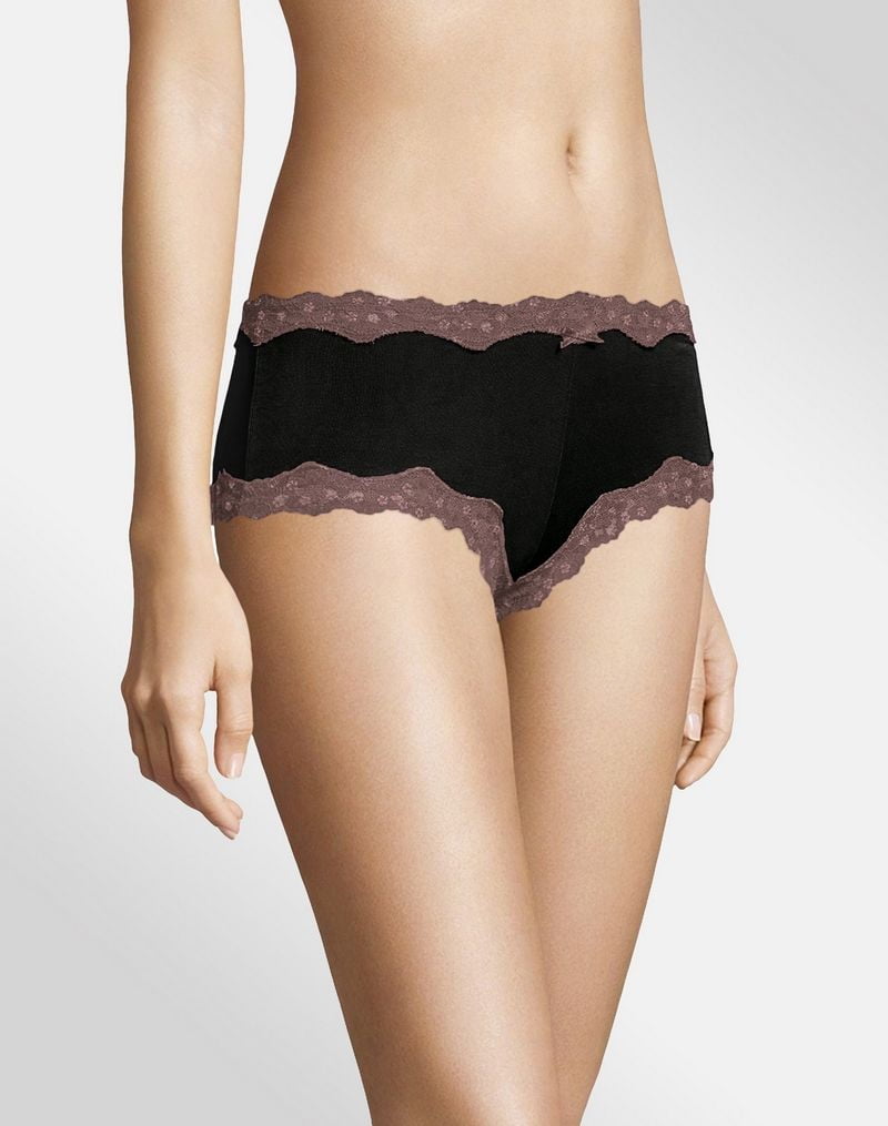 Maidenform-Maidenform Cheeky Scalloped Lace Hipster-Black/Rum Raisin Lace-7  
