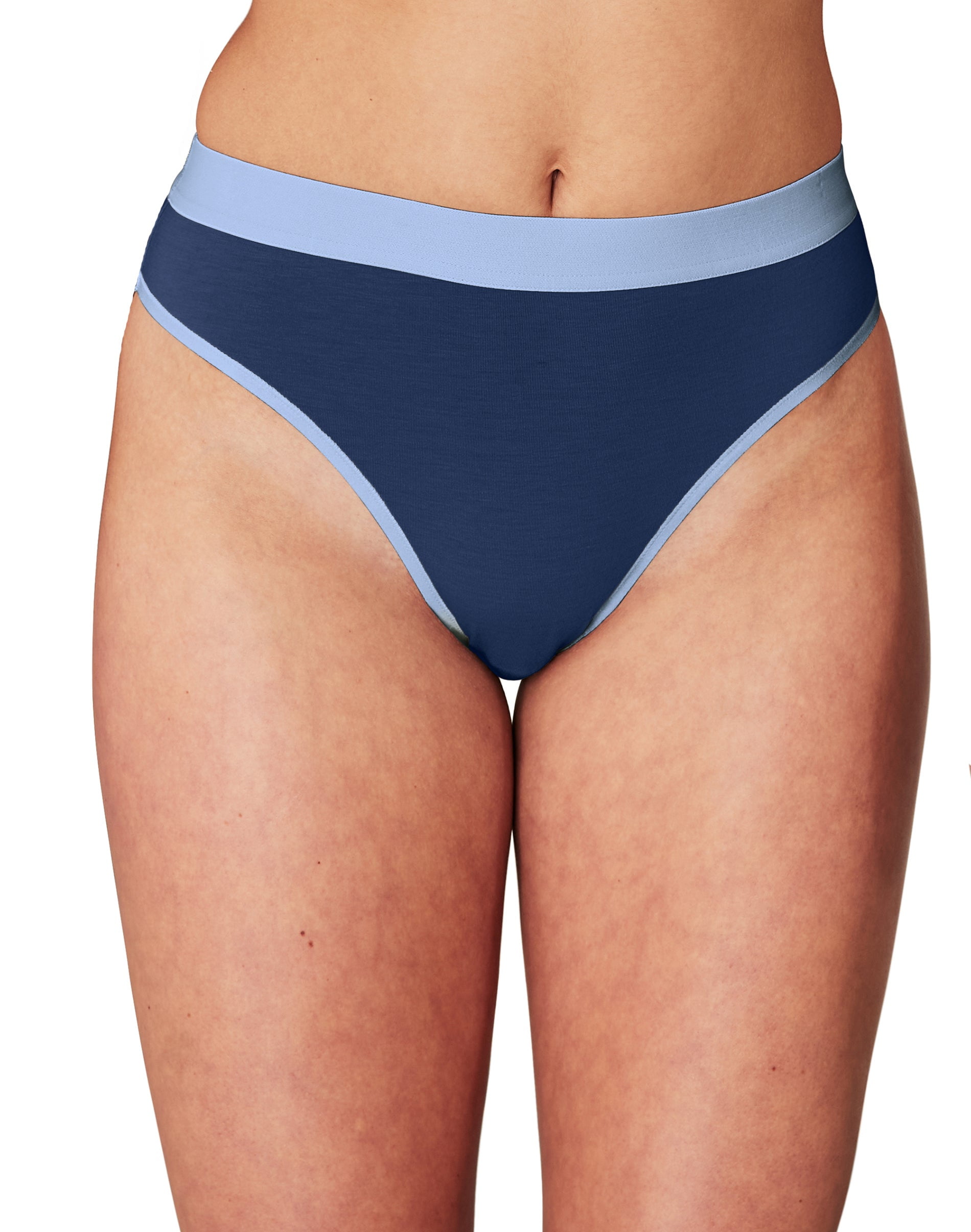 Maidenform Naturally Soft High Leg - Navy/Gingham Blue - Women's Size 8