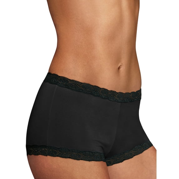Maidenform One Fab Fit Microfiber Boyshort Underwear With Lace Black 5