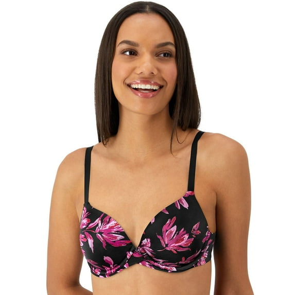 Maidenform® One Fab Fit® Modern Demi T-Shirt Underwire Bra DM7543 Color: Black Luxe Bloom Size: 36 C
