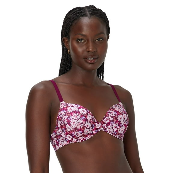Maidenform® One Fab Fit® Modern Demi T-Shirt Underwire Bra DM7543 Color: Orchid Daisy Size: 34 B