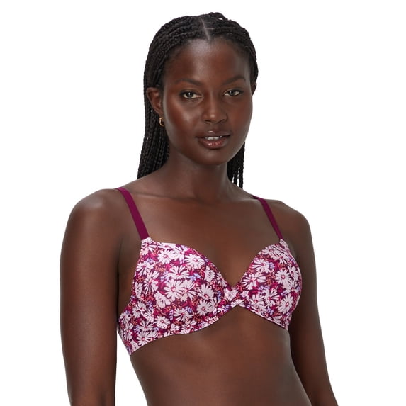 Maidenform® One Fab Fit® Modern Demi T-Shirt Underwire Bra DM7543 Color: Orchid Daisy Size: 34 C