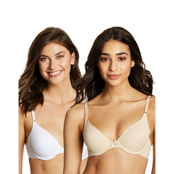 Maidenform One Fab Fit® T-Shirt Bra 2-Pack Latte Lift/White 36C Women's