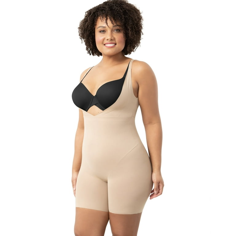 VASLANDA Women Seamless Target Firm Tummy Control Waist Trainer Shapewear  Bodysuit Open Bust Mid-Thigh Full Body Shaper for Dresses