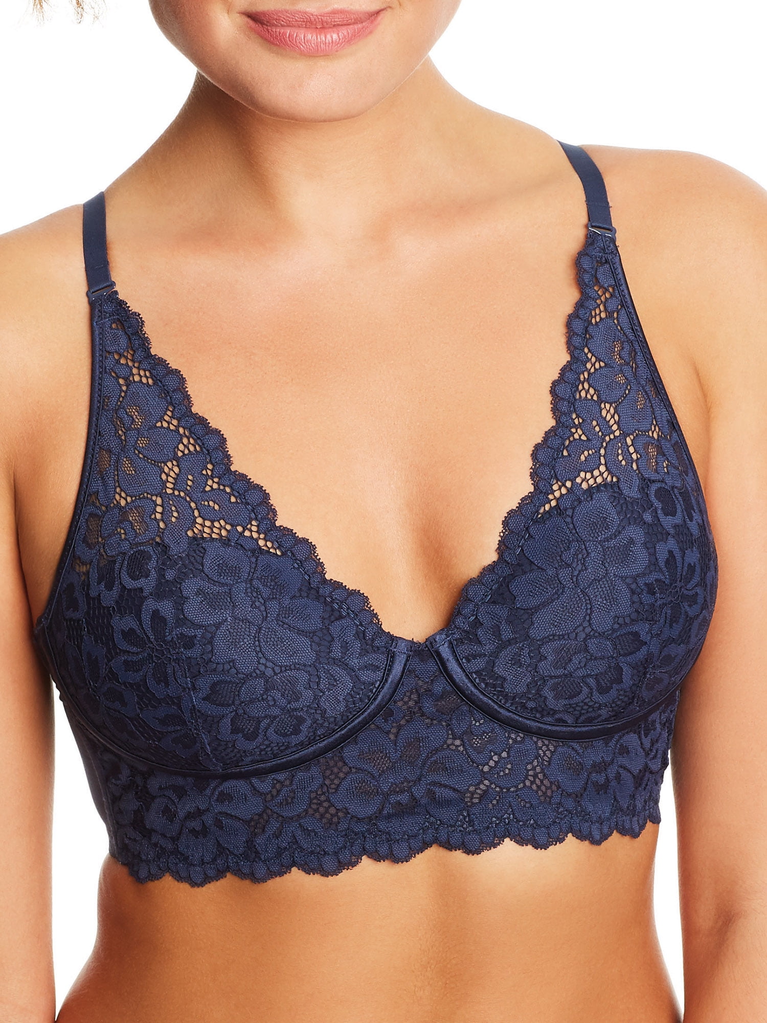 Maidenform Pure Comfort® Lightly Lined Convertible Lace Bralette Navy 34B  Women's 