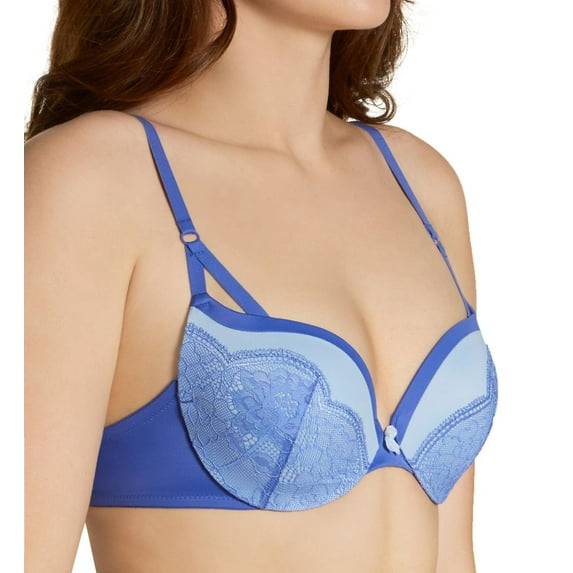 Maidenform Push Up & In Underwire Bra Deep Forte Blue w/Blue Flight 34C Women's