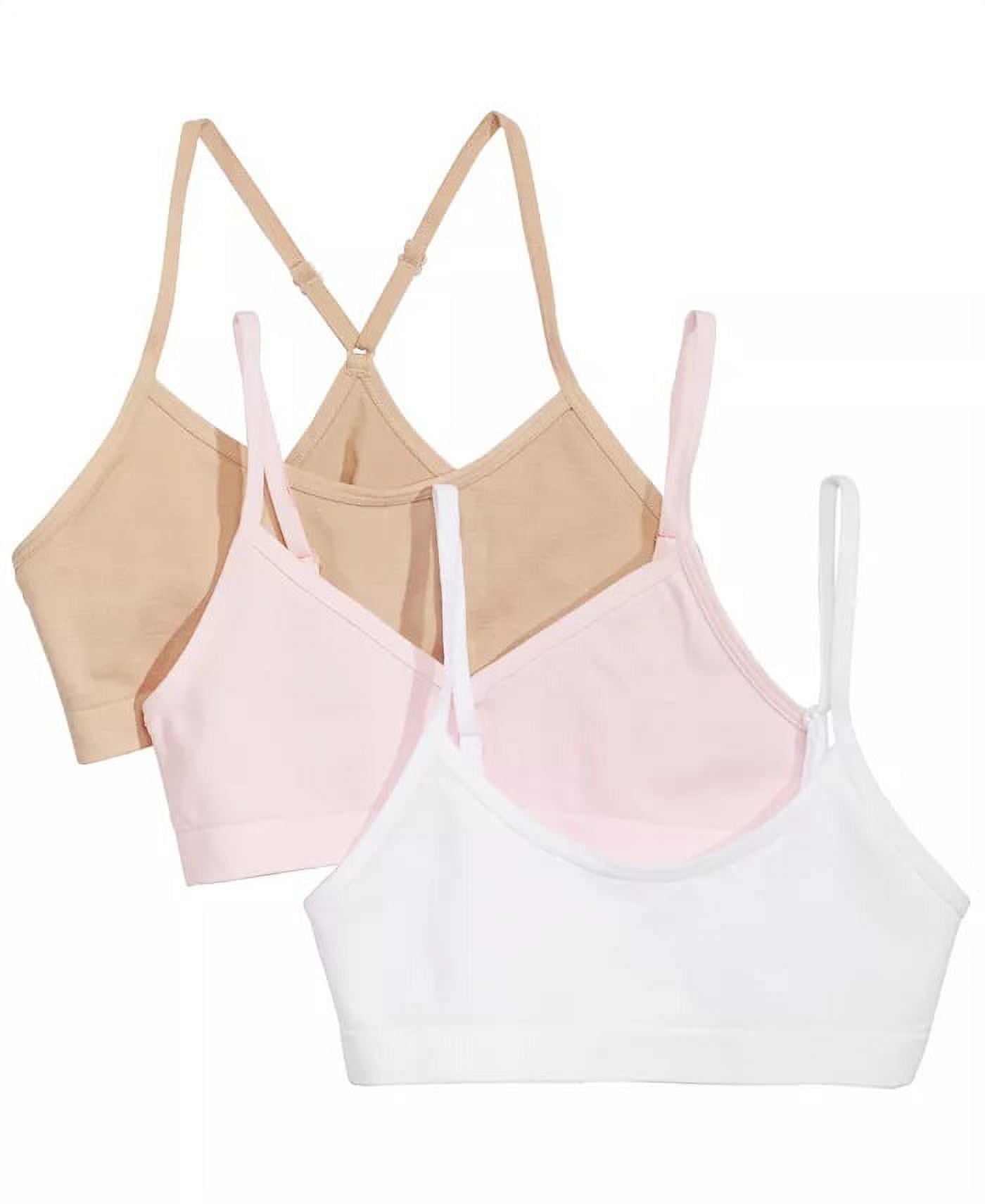 Maidenform ROSE QUARTZ/WHITE/NUDE Girls 3-Pk. Seamless Crop Bras, US Medium