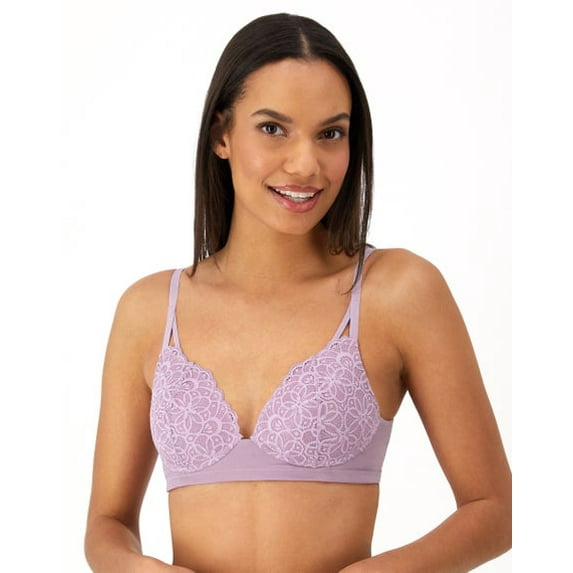 Maidenform SOJOURN LILAC Soft Support Wireless Lace Bralette, US Large NWOT