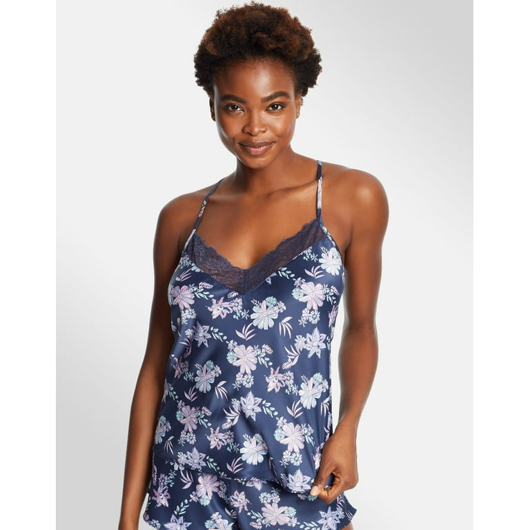 Maidenform Satin Sleep Cami Navy Abstract Floral S Women s