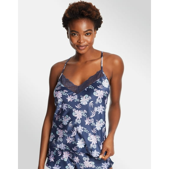 Maidenform Satin Sleep Cami Navy Abstract Floral S Women's