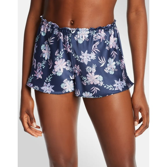 Maidenform Satin Sleep Short Navy Abstract Floral S Women's