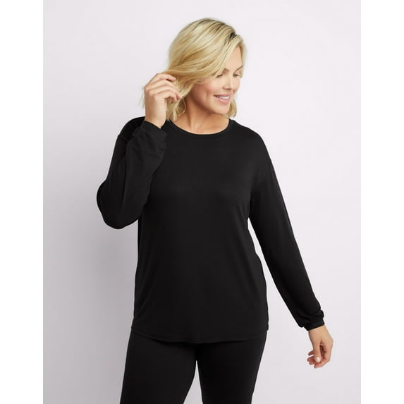 Maidenform Scoopneck Long Sleeve Tee - Black - Women's Size 1X